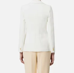 Tailleur|Giacche & Trench|Elisabetta Franchi Giacca in crêpe stretch sfiancata Avorio