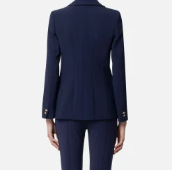 Tailleur|Giacche & Trench|Elisabetta Franchi Giacca in crêpe stretch sfiancata Navy