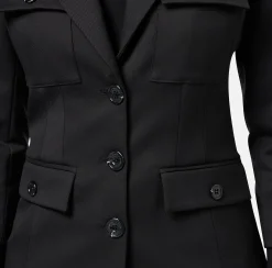 Giacche & Trench|Elisabetta Franchi Giacca monopetto in fresco di lana con tasche Nero