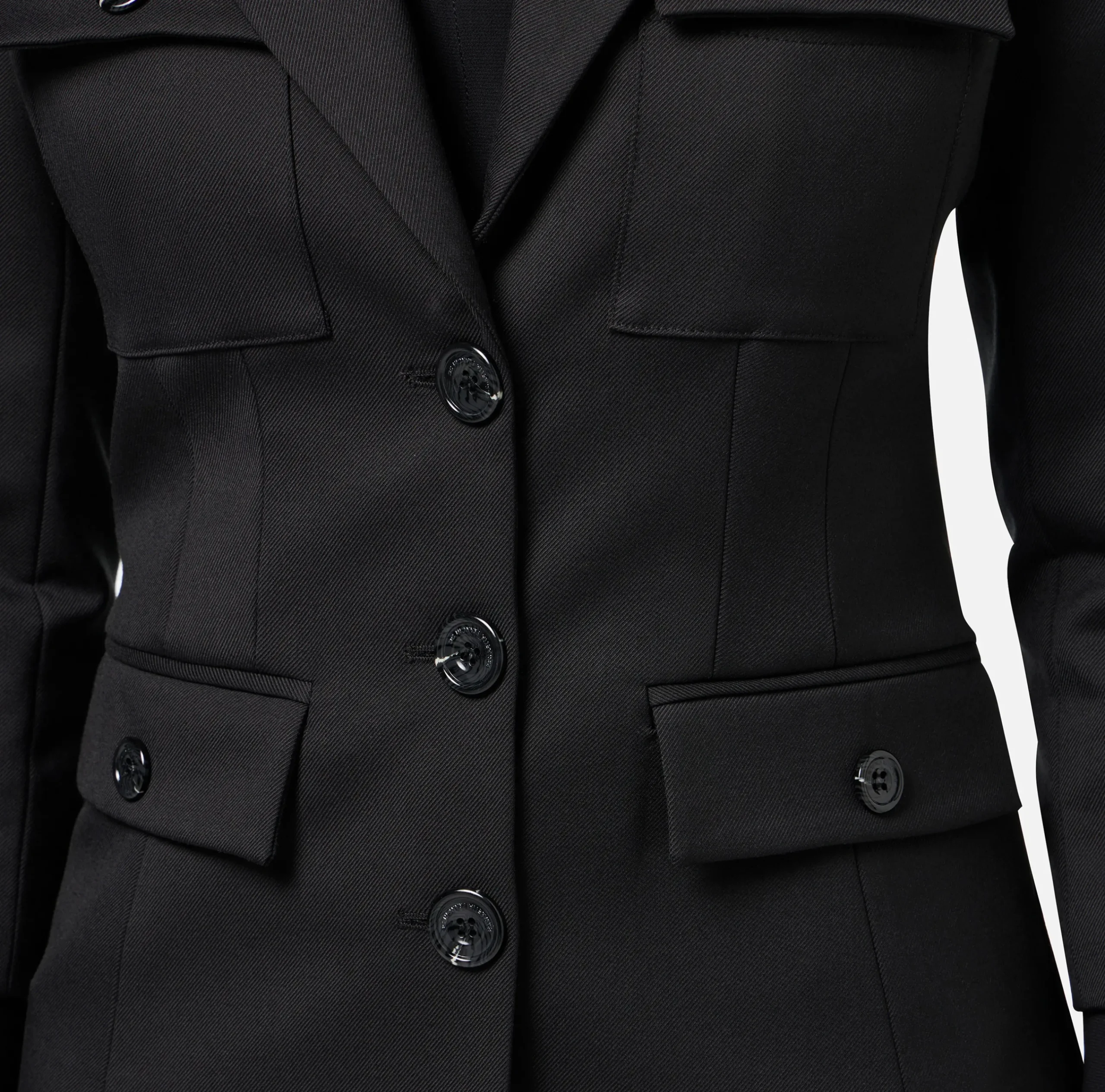 Giacche & Trench|Elisabetta Franchi Giacca monopetto in fresco di lana con tasche Nero