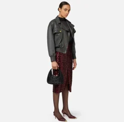 Giacche & Trench|Elisabetta Franchi Giubbotto in denim craquelé lucido Steel