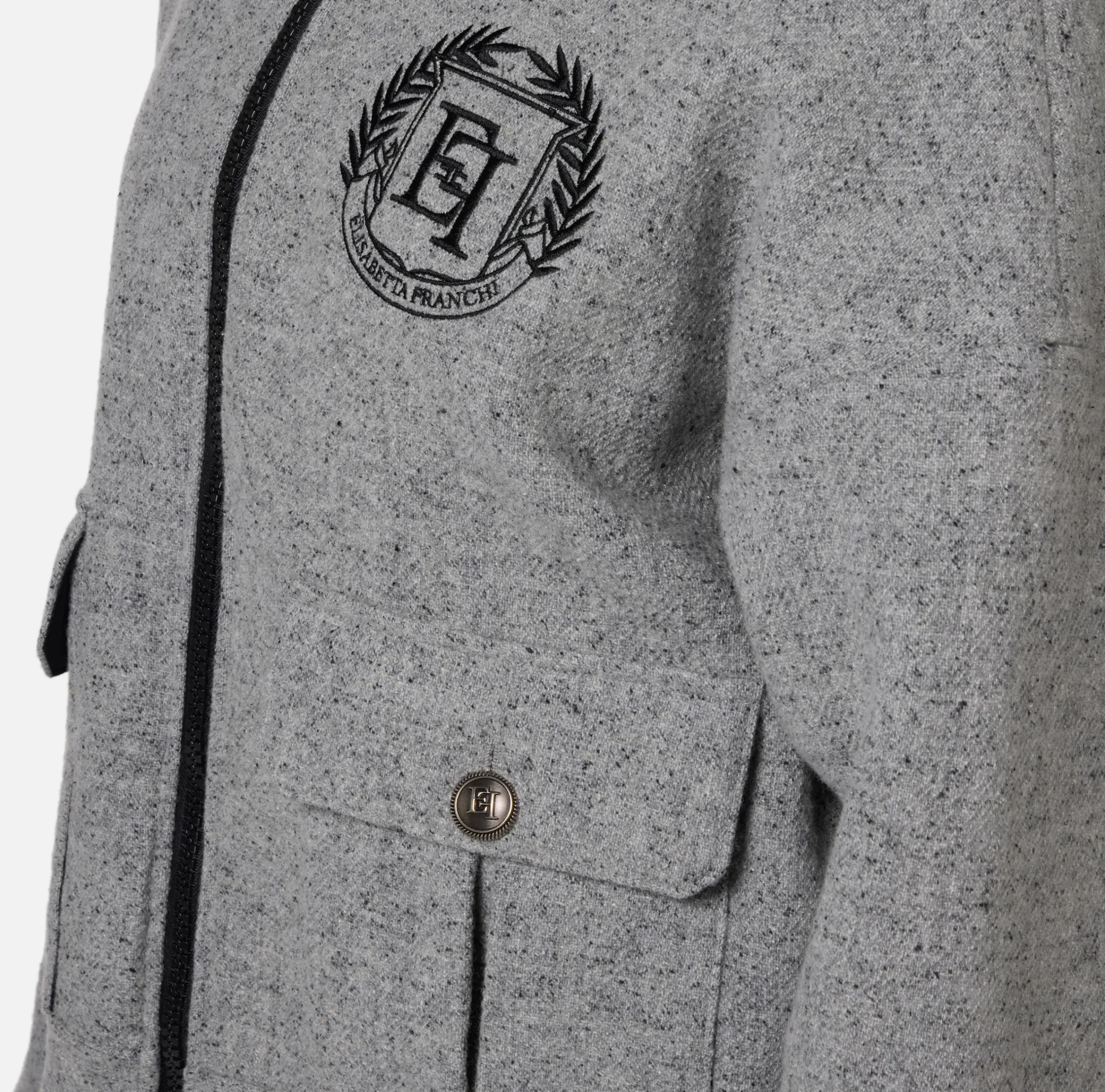 Capispalla|Elisabetta Franchi Giubbotto in panno di lana con cappuccio Grigiomelange
