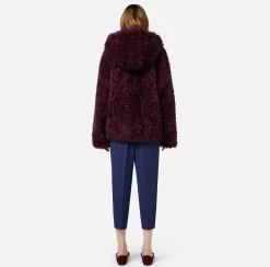 Capispalla|Elisabetta Franchi Giubbotto in tessuto effetto morbido con cappuccio RougeNoir