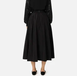 Gonne|Elisabetta Franchi Gonna a ruota in nylon tecnico leggero Nero