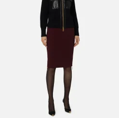 Gonne|Elisabetta Franchi Gonna midi in crêpe con zip RougeNoir