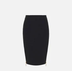 Gonne|Elisabetta Franchi Gonna midi in crêpe con zip Nero