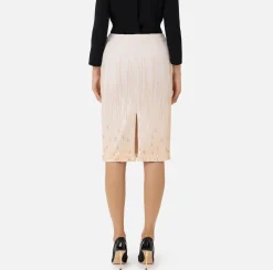 Gonne|Elisabetta Franchi Gonna midi in crêpe ricamato con paillettes Lattice