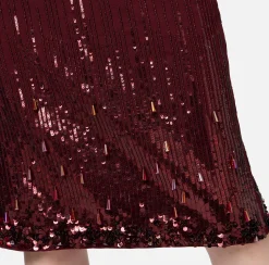 Gonne|Elisabetta Franchi Gonna midi in crêpe ricamato con paillettes RougeNoir