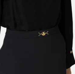 Tailleur|Gonne|Elisabetta Franchi Gonna midi in crêpe stretch con morsetto Nero