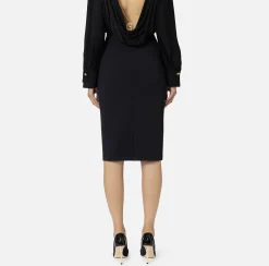 Tailleur|Gonne|Elisabetta Franchi Gonna midi in crêpe stretch con morsetto Nero