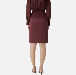 Gonne|Elisabetta Franchi Gonna midi in crêpe stretch con pinces RougeNoir