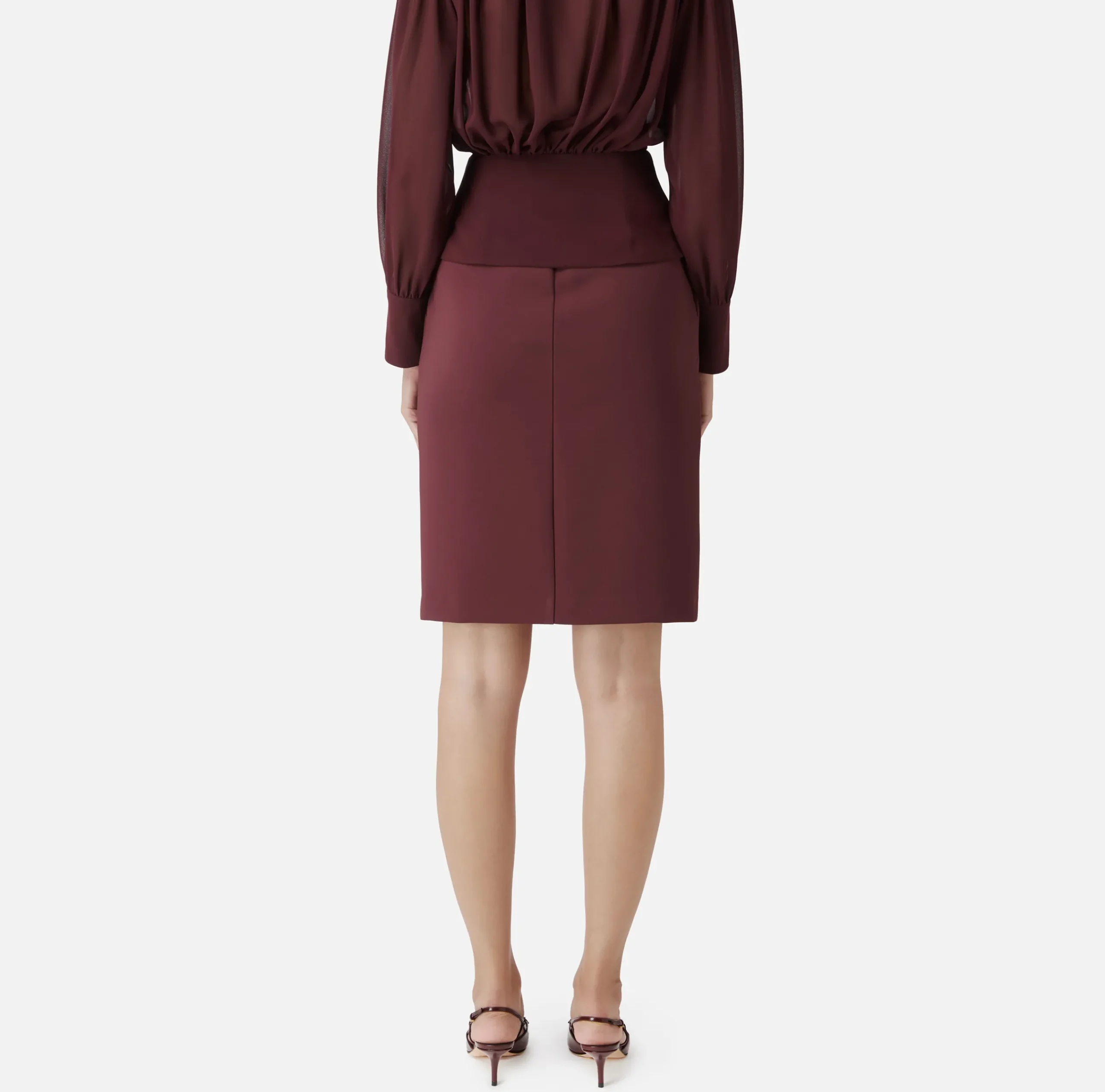 Gonne|Elisabetta Franchi Gonna midi in crêpe stretch con pinces RougeNoir