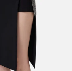 Gonne|Elisabetta Franchi Gonna midi in crêpe stretch con shorts Nero