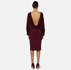 Tailleur|Gonne|Elisabetta Franchi Gonna midi in crêpe stretch con morsetto RougeNoir