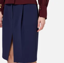 Gonne|Elisabetta Franchi Gonna midi in crêpe stretch con pinces Navy