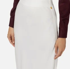 Gonne|Elisabetta Franchi Gonna midi in satin con bande in raso Avorio