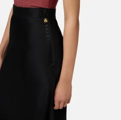 Gonne|Elisabetta Franchi Gonna midi in satin con bande in raso Nero