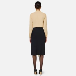 Gonne|Elisabetta Franchi Gonna midi in viscosa con zip Nero