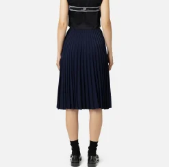 Gonne|Elisabetta Franchi Gonna midi in viscosa effetto plissé Navy