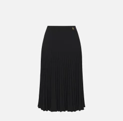 Gonne|Elisabetta Franchi Gonna midi in viscosa effetto plissé Nero