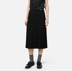 Gonne|Elisabetta Franchi Gonna midi in viscosa effetto plissé Nero