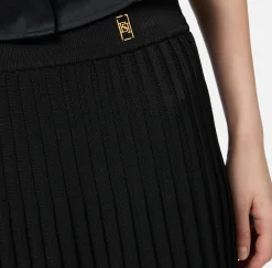 Gonne|Elisabetta Franchi Gonna midi in viscosa effetto plissé Nero