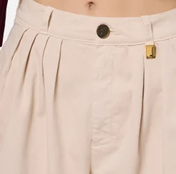 Jeans|Elisabetta Franchi Jeans a gamba larga in cotone tinto con pinces Lattice