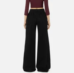 Jeans|Elisabetta Franchi Jeans a gamba larga in cotone tinto con pinces Nero