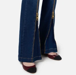 Jeans|Elisabetta Franchi Jeans a zampa in cotone con zip Bluedenim