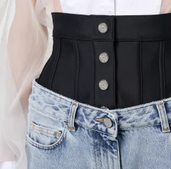 Jeans|Elisabetta Franchi Jeans dritto in cotone organico con corsetto in neoprene Lightdenim