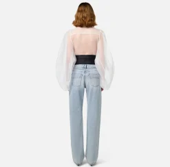 Jeans|Elisabetta Franchi Jeans dritto in cotone organico con corsetto in neoprene Lightdenim