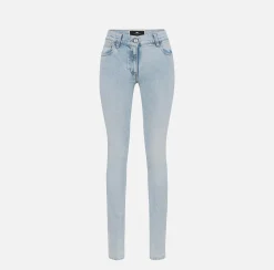 Jeans|Elisabetta Franchi Jeans skinny in cotone stretch con placca logo Lightdenim