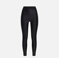 Pantaloni E Shorts|Elisabetta Franchi Leggings in lycra lucida con elastico logato Nero