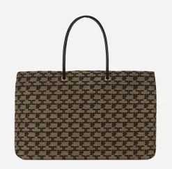 Borse A Spalla|Elisabetta Franchi Madame Monogram Shopper Con Logo Liquirizia/Nero