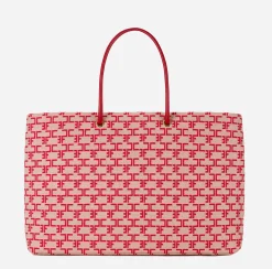 Borse A Spalla|Elisabetta Franchi Madame Monogram Shopper Con Logo Burro/Rosso