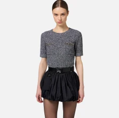 Maglieria E Felpe|Elisabetta Franchi Maglia cropped in lana bouclé con ricamo Salepepe