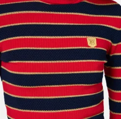 Maglieria E Felpe|Elisabetta Franchi Maglia cropped in viscosa lurex a righe RedPassion/BlueNavy