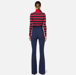 Maglieria E Felpe|Elisabetta Franchi Maglia cropped in viscosa lurex a righe RedPassion/BlueNavy