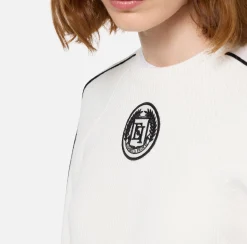 Maglieria E Felpe|Elisabetta Franchi Maglia cropped in viscosa con patch logo Avorio/Nero