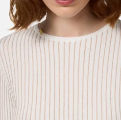 Maglieria E Felpe|Elisabetta Franchi Maglia girocollo in viscosa e lurex a costine Avorio
