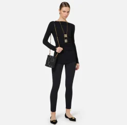 Top, T-Shirt & Body|Elisabetta Franchi Maglia in jersey con drappeggio Nero
