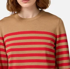 Maglieria E Felpe|Elisabetta Franchi Maglia in lana a righe Camel/RedPassion