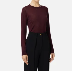 Maglieria E Felpe|Elisabetta Franchi Maglia in lana merino con logo jacquard in contrasto RougeNoir