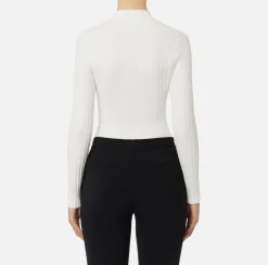 Maglieria E Felpe|Elisabetta Franchi Maglia in viscosa a coste con bottoniera Avorio