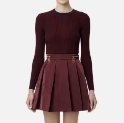 Maglieria E Felpe|Elisabetta Franchi Maglia in viscosa con logo college Oro