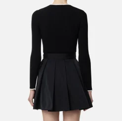 Maglieria E Felpe|Elisabetta Franchi Maglia in viscosa con logo college Nero/Burro