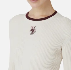 Maglieria E Felpe|Elisabetta Franchi Maglia in viscosa con logo college Burro/RougeNoir