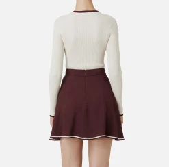 Maglieria E Felpe|Elisabetta Franchi Maglia in viscosa con logo college Burro/RougeNoir