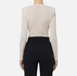 Maglieria E Felpe|Elisabetta Franchi Maglia in viscosa lucida a costine Lattice