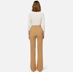 Maglieria E Felpe|Elisabetta Franchi Maglia scollo a V in viscosa e lurex a costine Avorio